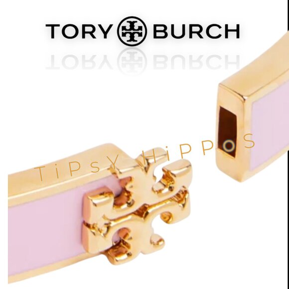 Tory Burch Pink Kira Hinged Bangle Bracelet - Picture 2 of 5